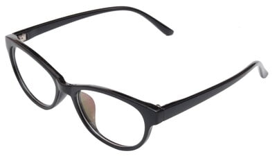 Cat Eye Spectacle Frame For Kids. Glossy Black Color Frame. Transparent Lens. Age-(3-8Years).