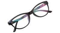 Cat Eye Spectacle Frame For Kids. Glossy Black Color Frame. Transparent Lens. Age-(3-8Years).