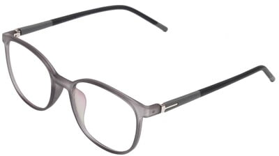 Unisex Square Spectacle Frame. Matte Grey Color Rim. Grey &Black Color Temple. Size-MEDIUM.