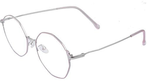 Female Oversized Spectacle Frames. Transparent ARC Lens. Pink & Silver Color Metal Frame. Female Oversized Spectacle Frames. Transparent ARC Lens. Pink & Silver Color Metal Frame.