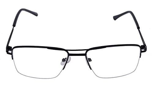 Unisex Half Rimmed Large Rectangular Spectacle Frame. Black Frame Unisex Half Rimmed Large Rectangular Spectacle Frame. Black Frame