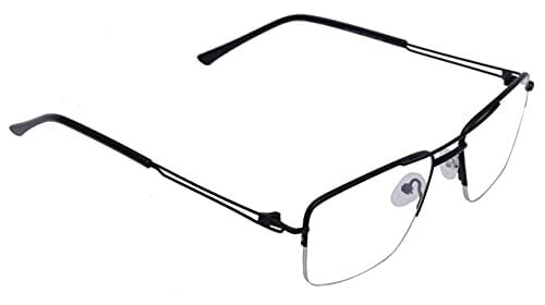 Unisex Half Rimmed Large Rectangular Spectacle Frame. Black Frame Unisex Half Rimmed Large Rectangular Spectacle Frame. Black Frame