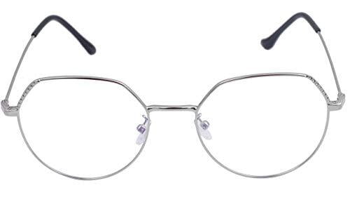 Female Oversized Spectacle Frames. Transparent ARC Lens. Silver Color Metal Frame. Female Oversized Spectacle Frames. Transparent ARC Lens. Silver Color Metal Frame.