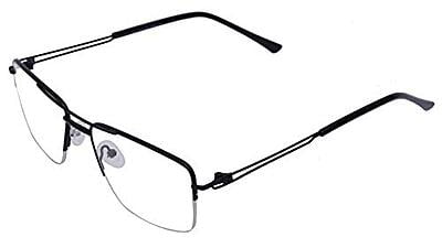 Unisex Half Rimmed Large Rectangular Spectacle Frame. Black Frame