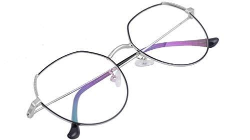 Female Oversized Spectacle Frames. Transparent ARC Lens. Silver & Black Color Metal Frame. Female Oversized Spectacle Frames. Transparent ARC Lens. Silver & Black Color Metal Frame.