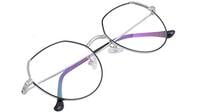 Female Oversized Spectacle Frames. Transparent ARC Lens. Silver & Black Color Metal Frame.