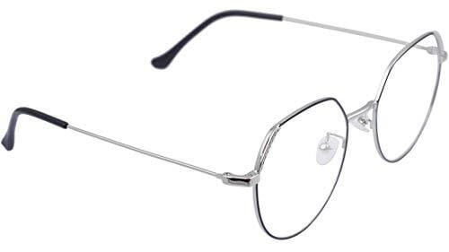 Female Oversized Spectacle Frames. Transparent ARC Lens. Silver & Black Color Metal Frame. Female Oversized Spectacle Frames. Transparent ARC Lens. Silver & Black Color Metal Frame.