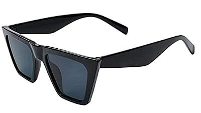 Soigné Female Medium Square Sunglasses. Glossy Black