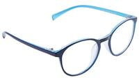 Unisex Medium Round Spectacle Frame. Blue Color Frame. Transparent ARC Lens.