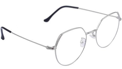 Female Oversized Spectacle Frames. Transparent ARC Lens. Silver Color Metal Frame. Female Oversized Spectacle Frames. Transparent ARC Lens. Silver Color Metal Frame.