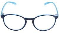 Unisex Medium Round Spectacle Frame. Blue Color Frame. Transparent ARC Lens.