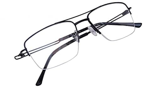 Unisex Half Rimmed Large Rectangular Spectacle Frame. Black Frame Unisex Half Rimmed Large Rectangular Spectacle Frame. Black Frame