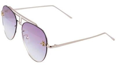 Unisex Large Aviator Sunglasses. Gradient & See Through Purple Color Lens.