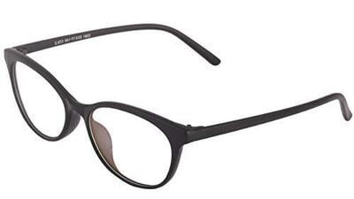 Female Cat Eye Specs Frame. Glossy Black Color Frame. Transparent ARC Lens.