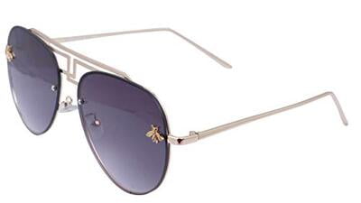 Unisex Large Aviator Sunglasses. Gradient & See Through Black Color Lens.