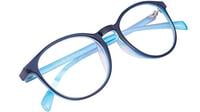 Unisex Medium Round Spectacle Frame. Blue Color Frame. Transparent ARC Lens.