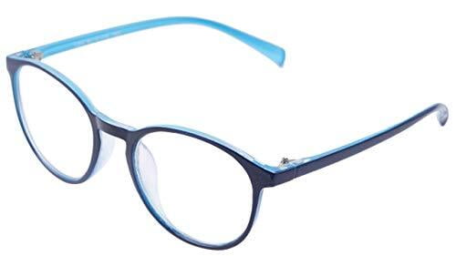 Unisex Medium Round Spectacle Frame. Blue Color Frame. Transparent ARC Lens.