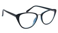 Female Cat Eye Spectacle Frame. Glossy Black & Blue Color Frame. Transparent ARC Lens.