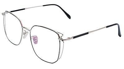 Unisex Medium Square Spectacle Frame. Silver & Black Metal Frame