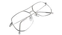 Unisex Large Pentagon Spectacle Frame. Silver Metal Frame