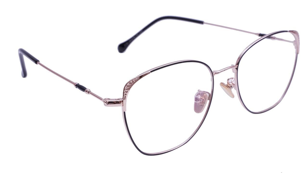 Female Medium Square Spectacle Frame. Rose Gold & Black Frame Female Medium Square Spectacle Frame. Rose Gold & Black Frame