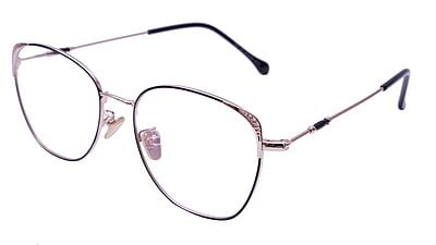 Female Medium Square Spectacle Frame. Rose Gold & Black Frame