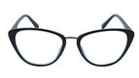 Female Cat Eye Spectacle Frame. Glossy Black & Blue Color Frame. Transparent ARC Lens.