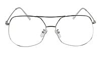 Unisex Large Pentagon Spectacle Frame. Silver Metal Frame