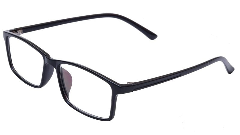 Unisex Large Rectangular Spectacle Frame. Gloss Black Color Frame. Transparent ARC Lens. Unisex Large Rectangular Spectacle Frame. Gloss Black Color Frame. Transparent ARC Lens.