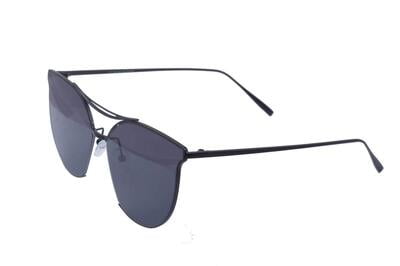 Unisex Oversized Sunglasses. Black Color Metal Frame. UV Protected Black Color Flat Lens.