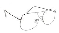 Unisex Large Pentagon Spectacle Frame. Silver Metal Frame