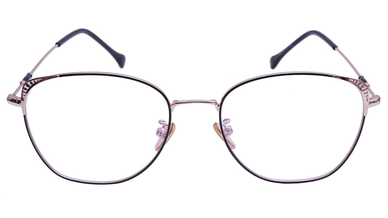 Female Medium Square Spectacle Frame. Rose Gold & Black Frame Female Medium Square Spectacle Frame. Rose Gold & Black Frame