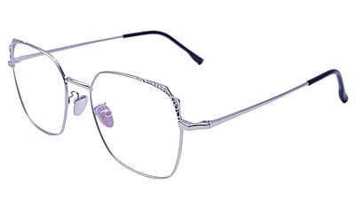 Female Medium Square Spectacle Frame. Silver Color Metal Frame