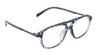 Unisex Rectangular Large Spectacle Frame. Blue Leopard Print Color Rim. Blue Color Temple.