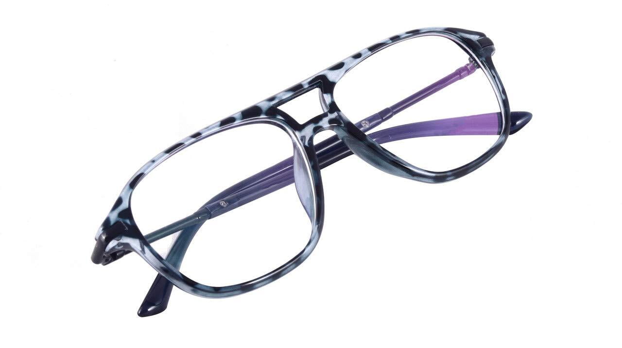 Unisex Rectangular Large Spectacle Frame. Blue Leopard Print Color Rim. Blue Color Temple. Unisex Rectangular Large Spectacle Frame. Blue Leopard Print Color Rim. Blue Color Temple.