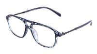 Unisex Rectangular Large Spectacle Frame. Blue Leopard Print Color Rim. Blue Color Temple.