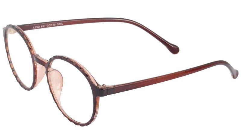 Unisex Medium Round Spectacle Frame. Brown Color Frame. Transparent ARC Lens. Unisex Medium Round Spectacle Frame. Brown Color Frame. Transparent ARC Lens.