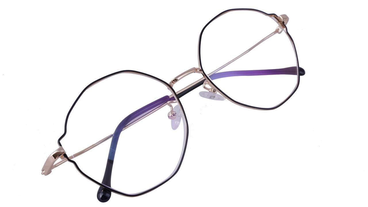 Unisex Oversized Round Spectacle Frame. Golden & Black Color Metal Frame. Unisex Oversized Round Spectacle Frame. Golden & Black Color Metal Frame.