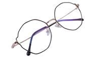 Unisex Oversized Round Spectacle Frame. Golden & Black Color Metal Frame.