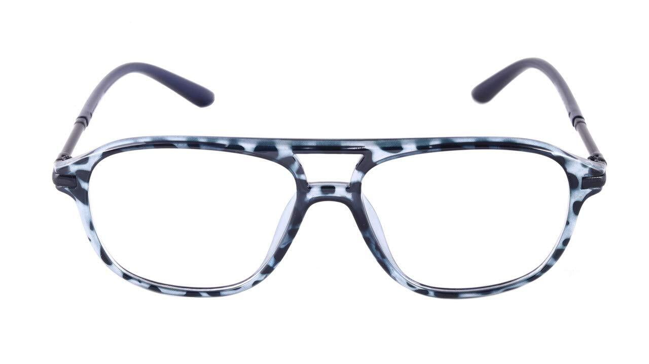 Unisex Rectangular Large Spectacle Frame. Blue Leopard Print Color Rim. Blue Color Temple. Unisex Rectangular Large Spectacle Frame. Blue Leopard Print Color Rim. Blue Color Temple.