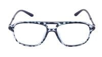 Unisex Rectangular Large Spectacle Frame. Blue Leopard Print Color Rim. Blue Color Temple.