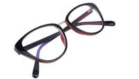 Female Cat Eye Spectacle Frame. Glossy Black & Red Color Frame. Transparent ARC Lens.