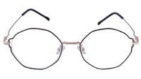 Unisex Oversized Round Spectacle Frame. Golden & Black Color Metal Frame.
