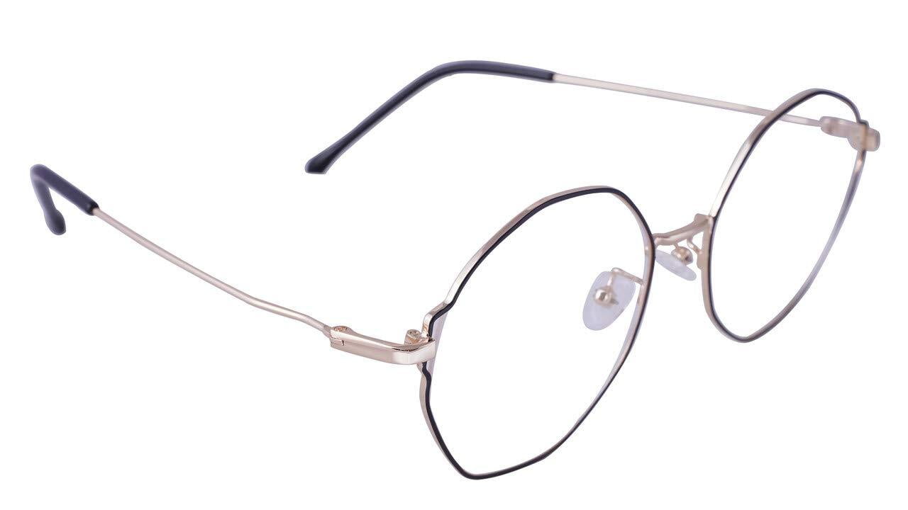 Unisex Oversized Round Spectacle Frame. Golden & Black Color Metal Frame. Unisex Oversized Round Spectacle Frame. Golden & Black Color Metal Frame.