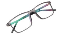 Unisex Rectangular Spectacle Frame. See Through Matte Grey Color Rim. Size-MEDIUM.