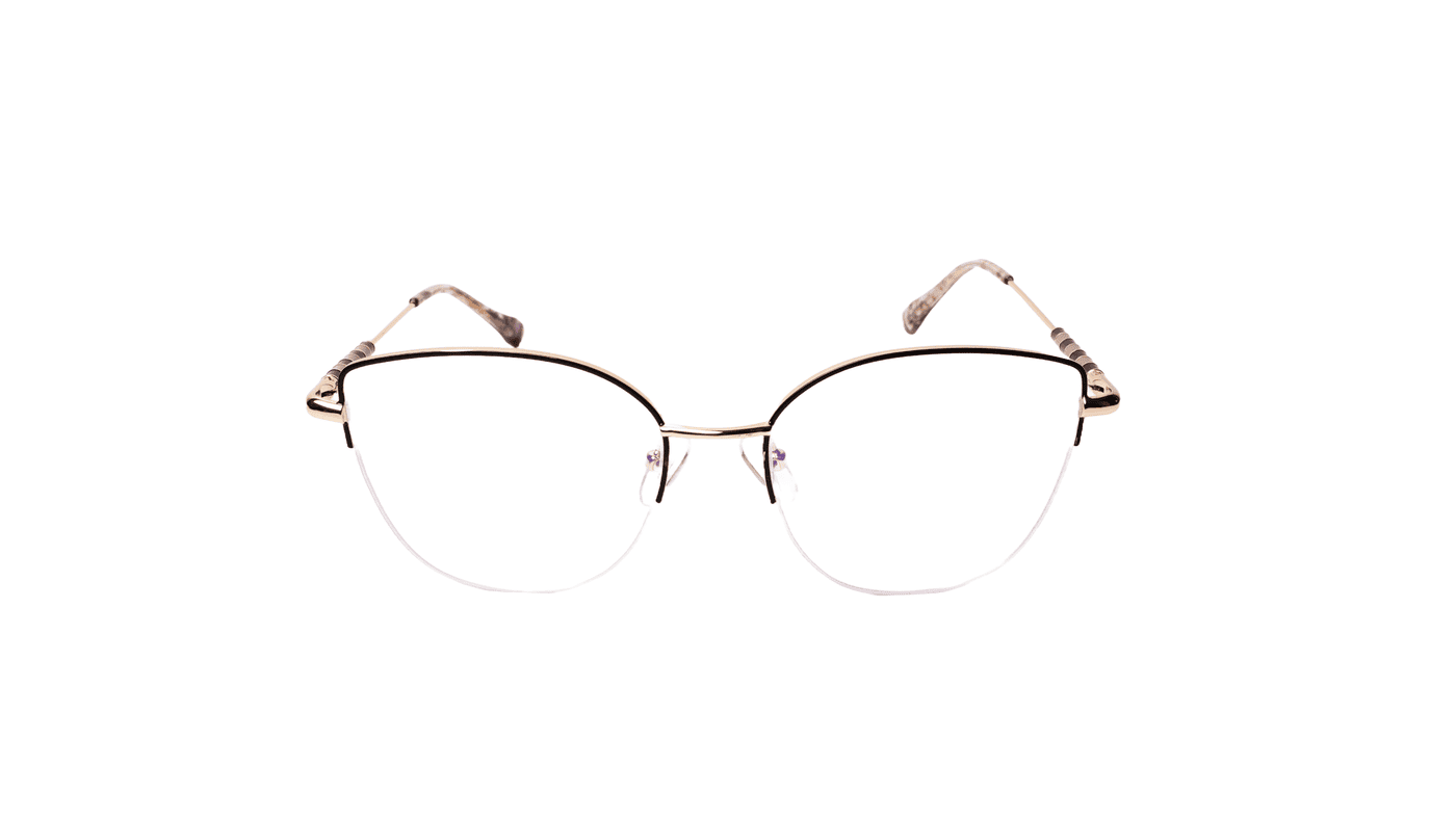 Soigné Female Medium Half Rim Cat Eye Spectacle Frame.Black&Golden Soigné Female Medium Half Rim Cat Eye Spectacle Frame.Black&Golden