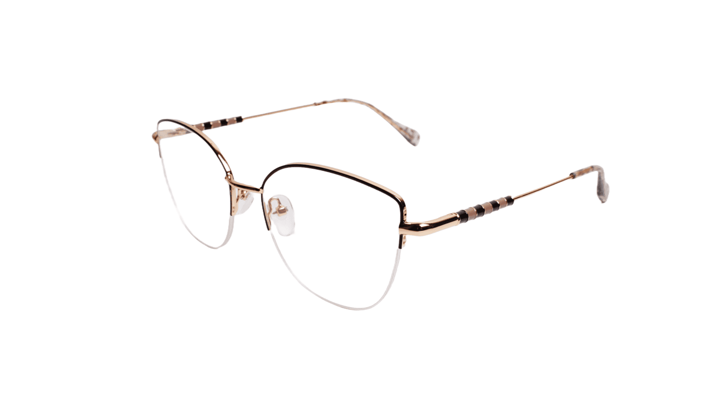 Soigné Female Medium Half Rim Cat Eye Spectacle Frame.Black&Golden Soigné Female Medium Half Rim Cat Eye Spectacle Frame.Black&Golden