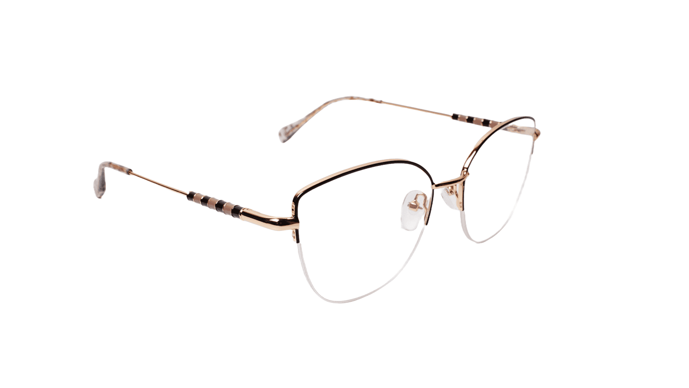 Soigné Female Medium Half Rim Cat Eye Spectacle Frame.Black&Golden Soigné Female Medium Half Rim Cat Eye Spectacle Frame.Black&Golden