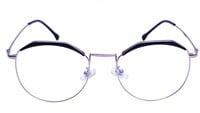 Unisex Round Spectacle Frame. Silver &Black Color Metal Frame.