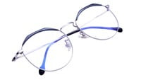 Unisex Round Spectacle Frame. Silver &Black Color Metal Frame.